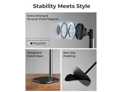 Justerbar magnetisk iPhone Stand til skrivebordet telefonholder