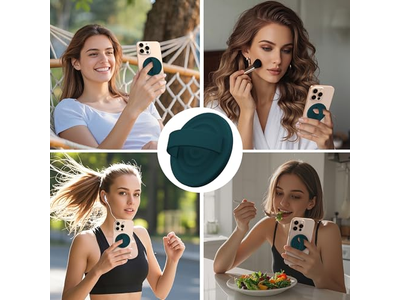 Magnetisk telefon ringgreb indehaver silikone finger loop mørkegrøn