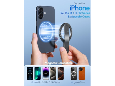 Magnetisk telefon ringholder aftagelig til iPhone 16
