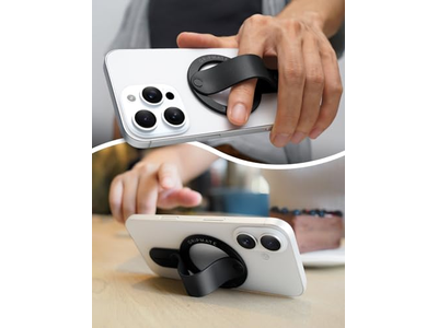 Magnetisk telefon ringholder til kompatible smartphones sorte