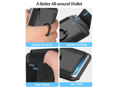 Magnetisk tegnebog til telefon 6-Card Holder RFID Blokerende sort
