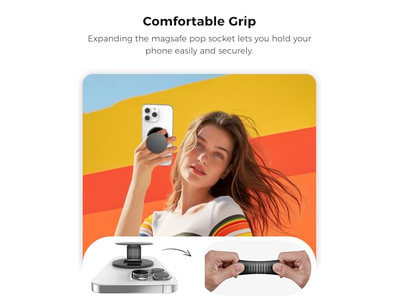 Tosidet magnetisk telefon ringholder med kickstand og greb