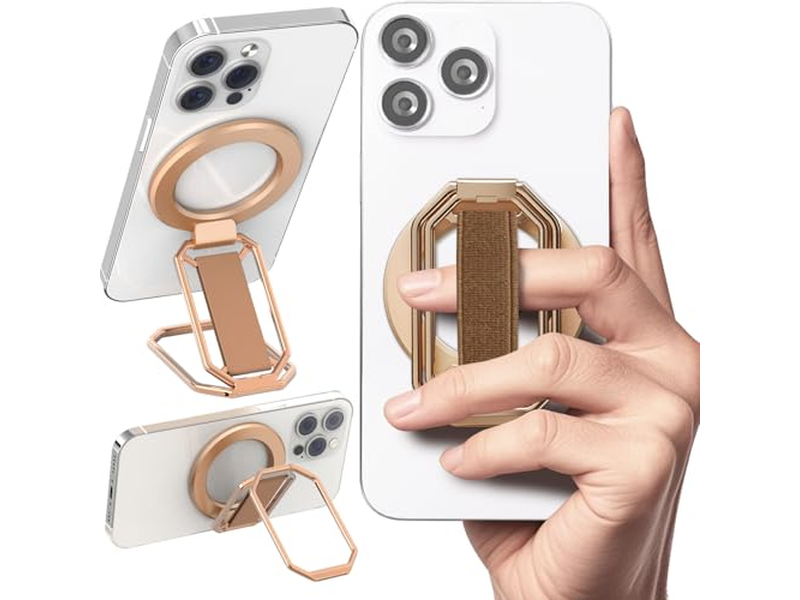 4-i-1 Magnetisk telefongreb står med fingerremsløjfe og kickstand
