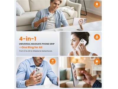 4-i-1 Magnetisk telefongreb står med fingerremsløjfe og kickstand