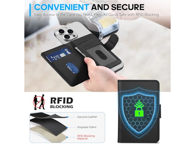 Ægte lædermagnetisk kortholder med RFID -blokering og 6 slots