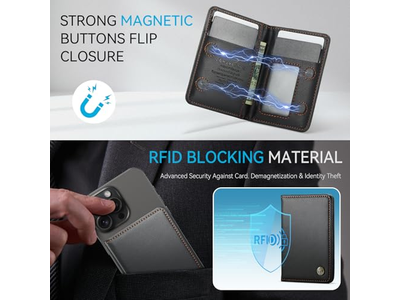 Magnetisk kortholder RFID blokerende pu læder minimalistisk telefon tegnebog
