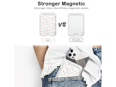 Magnetisk kortholder tegnebog kompatibel med iPhone passer til 3 kort lyserød