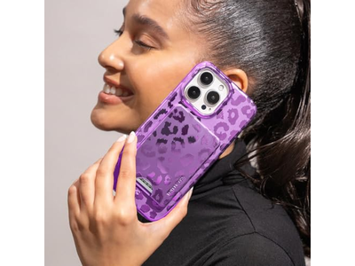 Magnetisk kortholder tegnebog til iPhone 12-13-14-15-Amethyst lilla L
