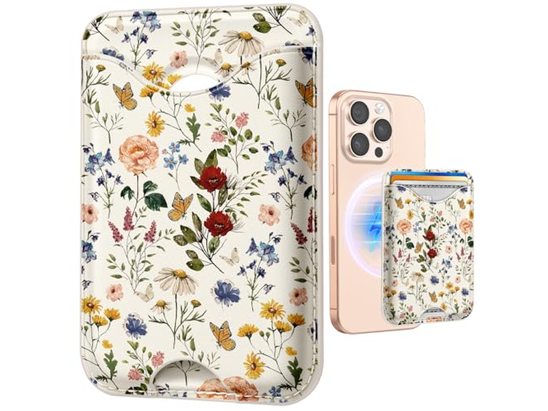 Magnetisk kortholder tegnebog med blomstermønster til iPhone -serien
