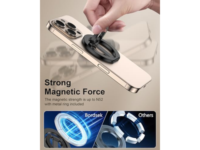Magnetisk telefongrebholder med justerbar kickstand til smartphones