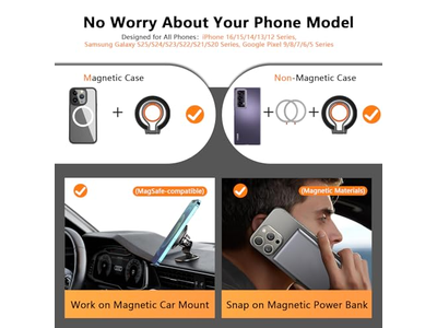 Magnetisk telefongreb står med justerbar kickstand og fingerrem