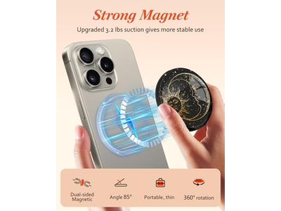 Magnetisk telefongreb står med fingergreb kickstand til iPhone