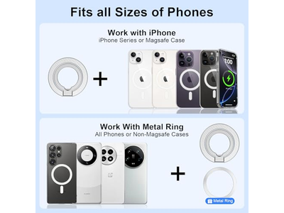 Magnetisk telefongreb står med tosidet holder og kickstand