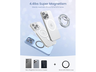 Magnetisk telefonring til magsafe greb - glitter sølvring indehaver Stan