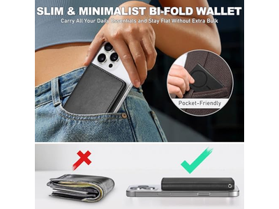 Magnetisk telefon tegnebog med 6 kortholdere RFID blokerende sort