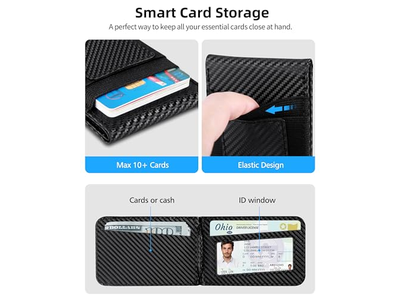Magnetisk tegnebog står med ID -vindue og 4 kortslots RFID -blokering