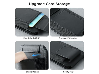 Magnetisk tegnebog med justerbar stativ og RFID blokerer 3 slots til bil