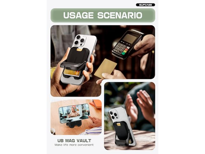 Magnetisk tegnebog med stativ holder 6 kort RFID -blokerende telefonstativ