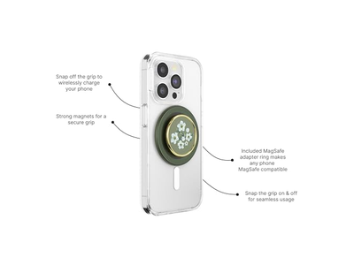 Telefongreb med kickstand magnetisk stativ byttet topgrøn blomst