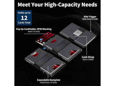 Slim aluminiumskortholder tegnebog RFID -blokering indeholder 12plus -kort plus