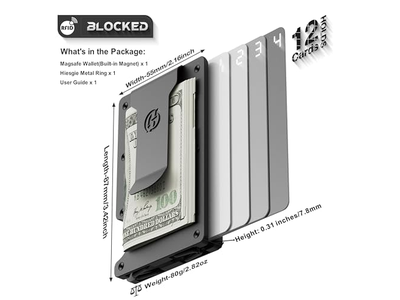 Slim tegnebog med penge klip RFID blokerende metalkortholder sort